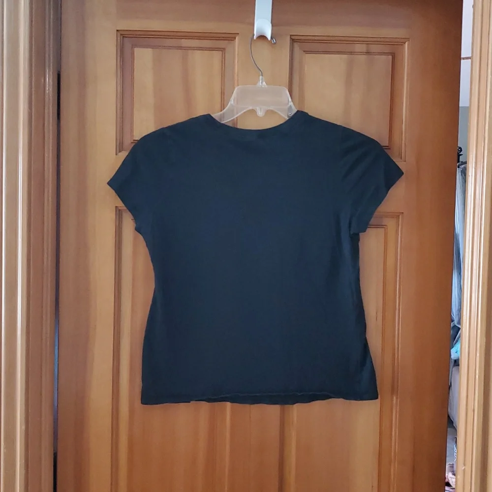 Nike Athletic Cut‎ Black Short Sleeve Tee With Pink Swoosh Girls Size XL
